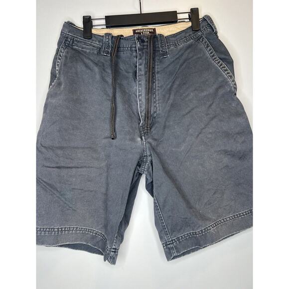 Abercrombie & Fitch Cargo Shorts Mens Sz 31 Dark Gray A&F Khaki Y2K Heavy Cotton - Picture 2 of 8